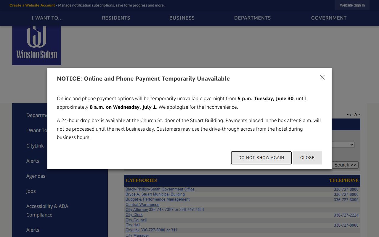 Forsyth County phone directory lookup through the Winston-Salem staff directory search form