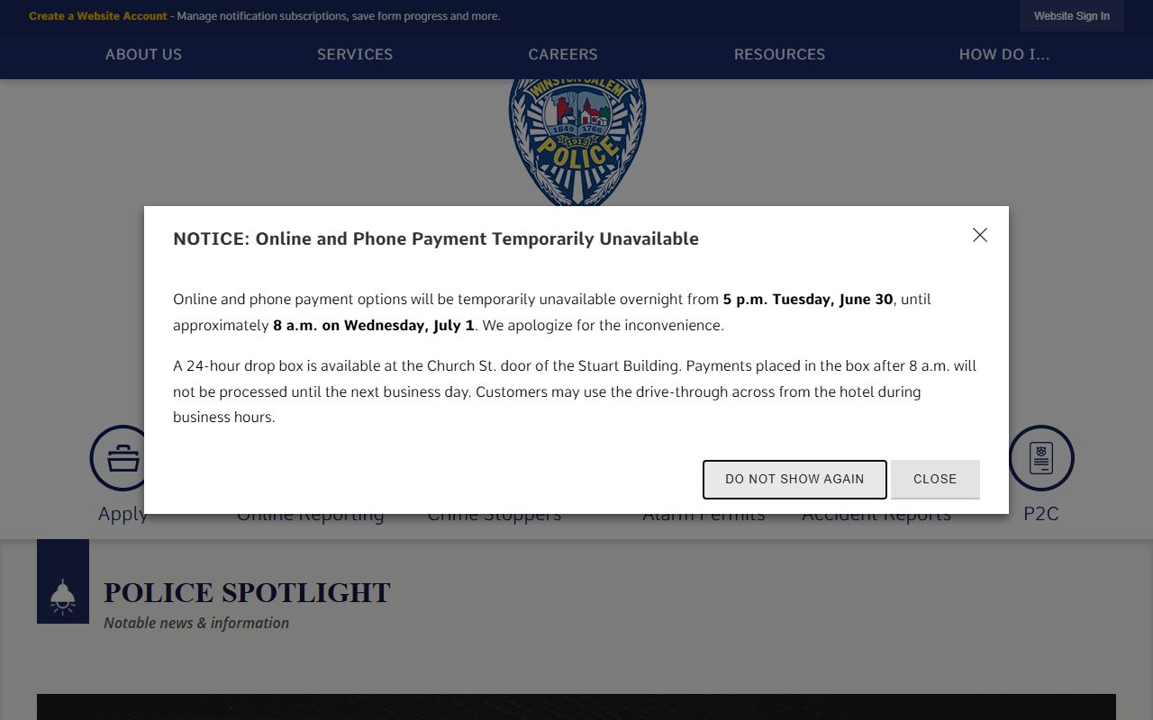 Forsyth County phone directory public safety contacts on the Winston-Salem police page